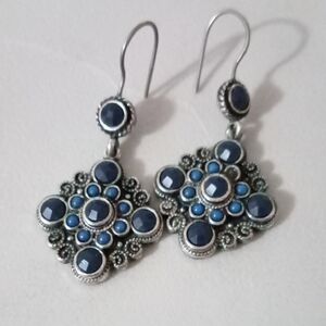 Elegant Blue and Silver Drop Earrings